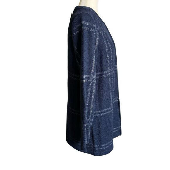 Appleseeds Coat Women's Jacket Windowpane Blue Wool Blend M Classic Quiet Luxury - Picture 4 of 10